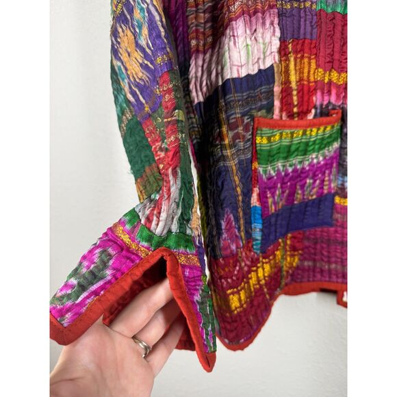 Unbranded Reversible Quilted Button Up Coat Sz L/XL Patchwork Artsy Boho Hippie - Picture 2 of 9